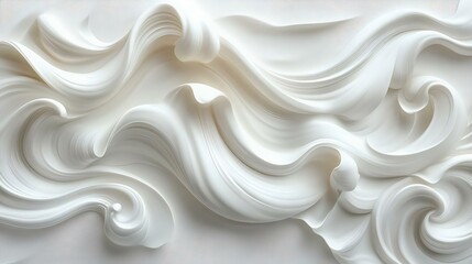 Fototapeta premium Abstract art featuring flowing white textures and waves, creating a sense of elegance and tranquility. Perfect for modern interior design ideas.