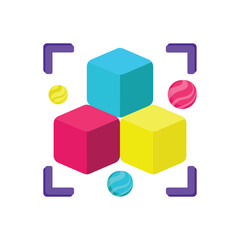 VR Blockchain Vector style icon. Eps 10 file