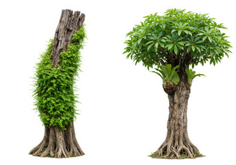 Fototapeta premium Two green trees isolated on transparent background