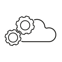 Automation icon. Automation Process symbol. gear with cloud. depicts technology, future, artificial intelligence. Outline design style