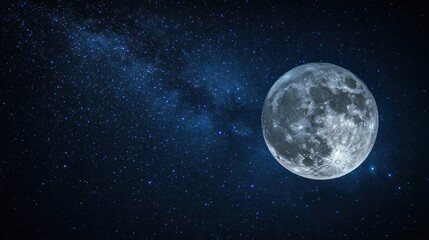 Obraz premium Majestic and serene night scene with moonlight highlighting the Milky Way and scattered stars, creating a sense of vastness and wonder