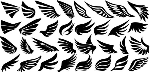 30 Black and White Wing Designs: Tattoo, Graphic, & Logo