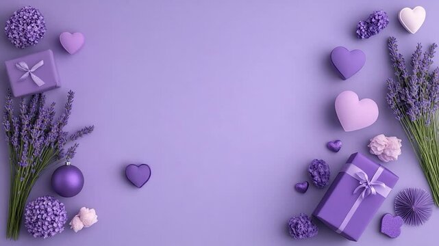 Lavender, Hearts, and Gifts: A Purple Valentine's Day Composition