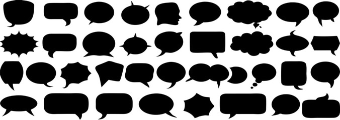 Collection of Black Speech Bubbles Silhouettes: Communication Graphics