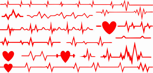 Red Heartbeat EKG Waves Background Graphic
