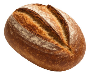 Crusty artisanal sourdough bread loaf with a golden-brown crust and scoring on top.