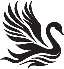 Minimalist Black Swan Silhouette Vector Art – Elegant Curves & Stylized Feathers