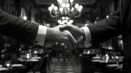Business handshake black and white