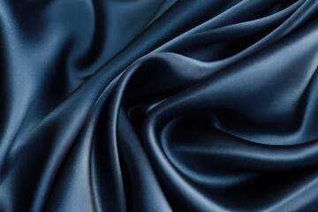 Fototapeta premium Dark Blue Silk Fabric With Soft Folds, Ideal for Fashion Design and Luxury Branding, Conveying Elegance and Sophistication : Generative AI