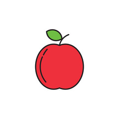 Red Apple Vector Illustration Isolated on White Background