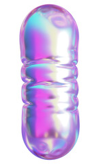 3D Holographic purple inflatable letter I with a iridescent plastic effect, inflated balloon style typography for trendy futuristic design