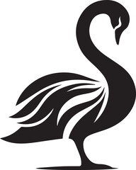 Minimalist Black Swan Silhouette Vector Art – Elegant Curves & Stylized Feathers