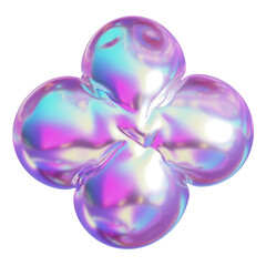 3D Holographic purple inflatable special symbol with a iridescent plastic effect, inflated balloon style typography for trendy futuristic design