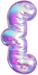 Naklejka premium 3D Holographic purple inflatable special symbol with a iridescent plastic effect, inflated balloon style typography for trendy futuristic design