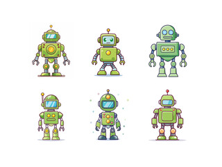 Kawaii Robot Soldier Vector – Cute and Funny Green Robot Warrior in Cartoon Style with Helmet and Weapons for Children’s Graphics and Tech-Themed Projects