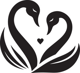 Minimalist Black Swan Silhouette Vector Art – Elegant Curves & Stylized Feathers