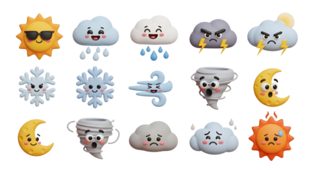 Weather Icons and Cartoon Faces