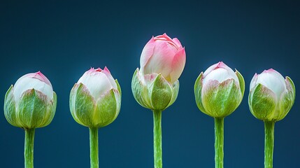 Time lapse sequence of a flower opening with the bloom at various stages each shot perfectly focused to show the full progression of growth