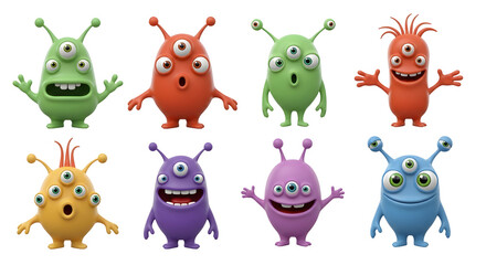 Naklejka premium Cartoon Virus and Germ Characters