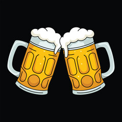 Beer celebration design with sparkling mugs for drinking events