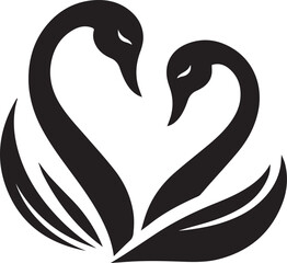 Minimalist Black Swan Silhouette Vector Art – Elegant Curves & Stylized Feathers