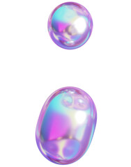 3D Holographic purple inflatable special symbol with a iridescent plastic effect, inflated balloon style typography for trendy futuristic design