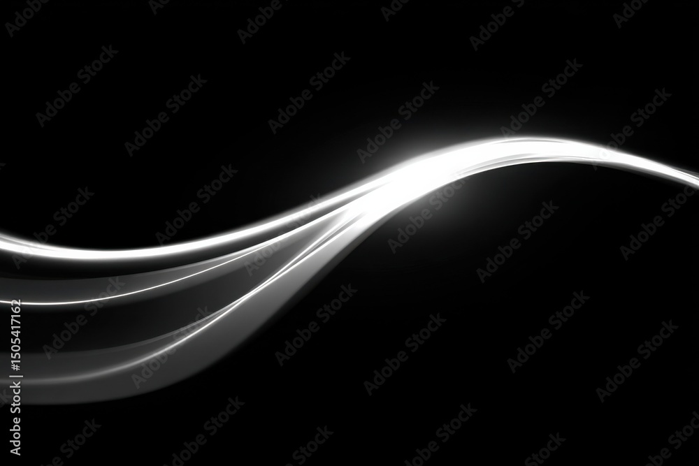 Poster Abstract White Light Trails on Black Background, Ideal for Technology Presentation and Modern Innovation Visuals : Generative AI