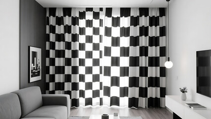 black and white curtain