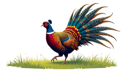 Fototapeta premium Colorful pheasants. Vector illustration of a pheasant isolated on a white background Georgia nationational bird