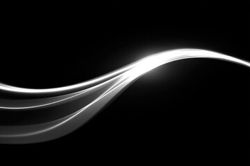 Abstract White Light Trails on Black Background, Ideal for Technology Presentation and Modern Innovation Visuals : Generative AI