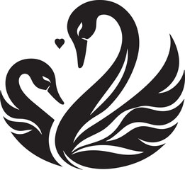 Minimalist Black Swan Silhouette Vector Art – Elegant Curves & Stylized Feathers