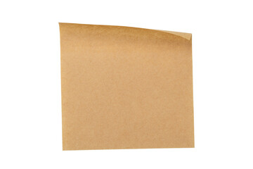 Brown blank paper for sticky notes isolated on a white background