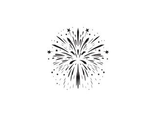 Obraz premium Fireworks Burst Silhouette – Party and Festival Vector Element.