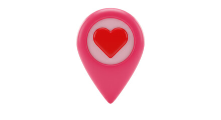 Isolated Pink Location Pin with Heart