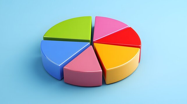 A 3D pie chart illustrating revenue distribution by category