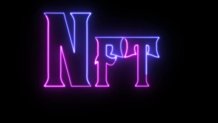 neon nft text animation on black background, 3D animation of the inscription NFT. - Powered by Adobe