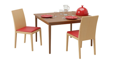 Isolated Dining Table with Two Chairs