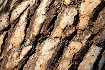 Rough bark of trees close-up