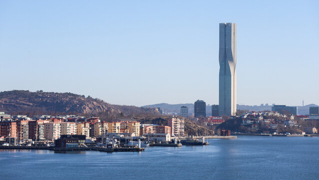 Gothenburg / Sweden, Mar 21, 2025: Karlatornet tower overlooking cityscape
