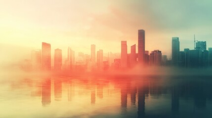 Fototapeta premium Cityscape Sunrise Fog (1)