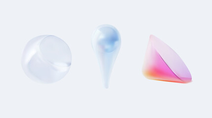 A collection of abstract 3D shapes elegantly presented in a range of soft and pleasing colors