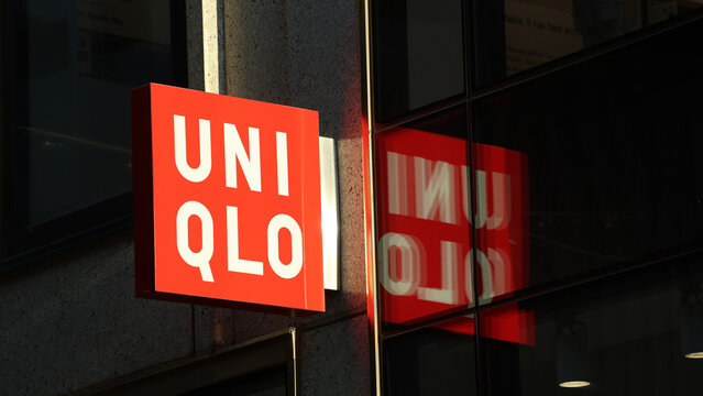 Gothenburg / Sweden, Mar 24, 2025: UNIQLO store sign and reflection