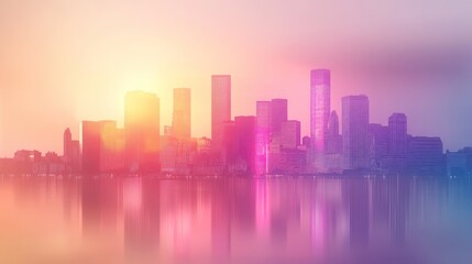 Obraz premium Cityscape Sunrise Reflection