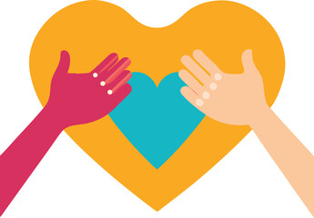 Happy Friends Showing Heart Gesture Together.