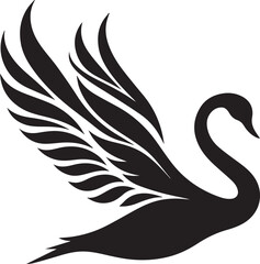 Minimalist Black Swan Silhouette Vector Art – Elegant Curves & Stylized Feathers
