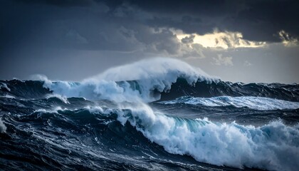 Fototapeta premium Dramatic Ocean Waves with Stormy Sea.