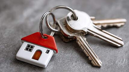 House shaped keychain and house keys