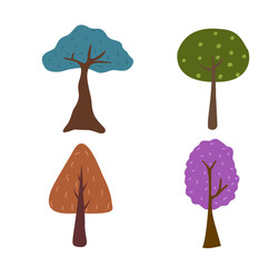set of trees. Flat design illustration for decoration