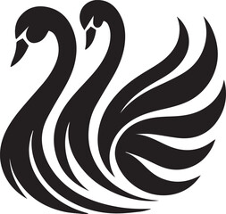 Minimalist Black Swan Silhouette Vector Art – Elegant Curves & Stylized Feathers