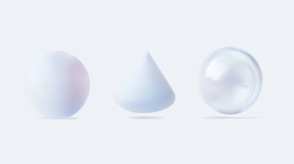 Abstract 3D Shapes Designs Inspired by Sphere, Cone, and Egg Forms and Aesthetics